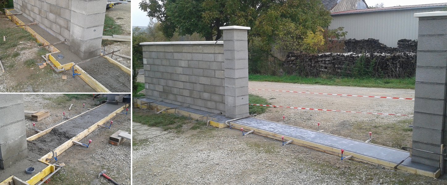 Mur de clôture pour portail coulissant (Gros oeuvre)